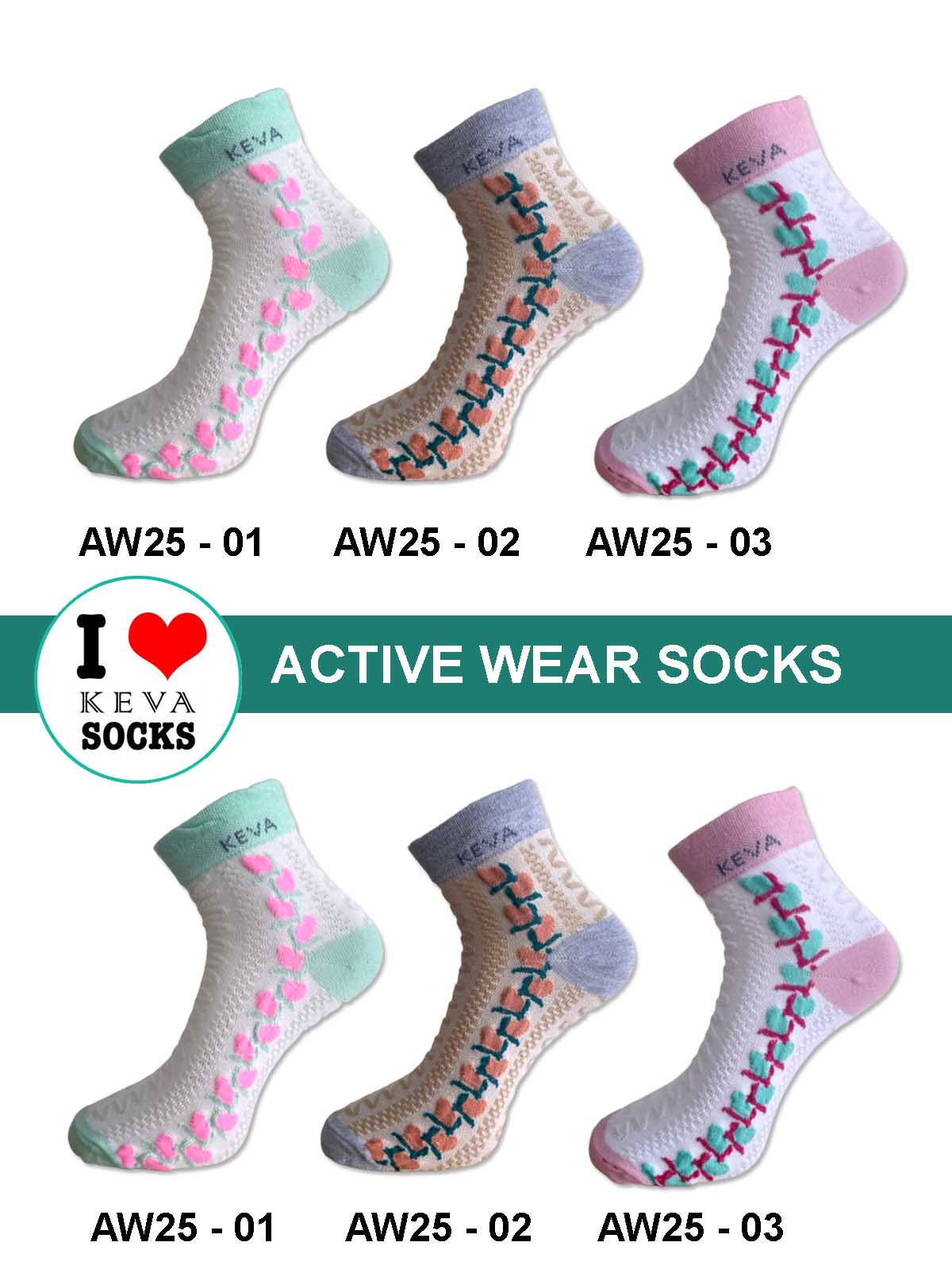 Kevasocks Women Ankle Self Design Floral Socks Activewear 6 Pairs Pack Aw25
