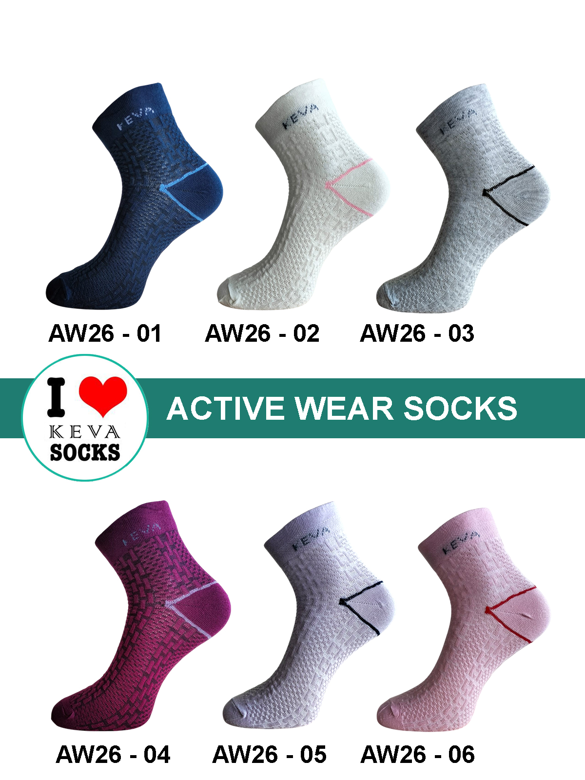 Kevasocks Women Ankle Self Design Socks Activewear 6 Pairs Pack Aw26