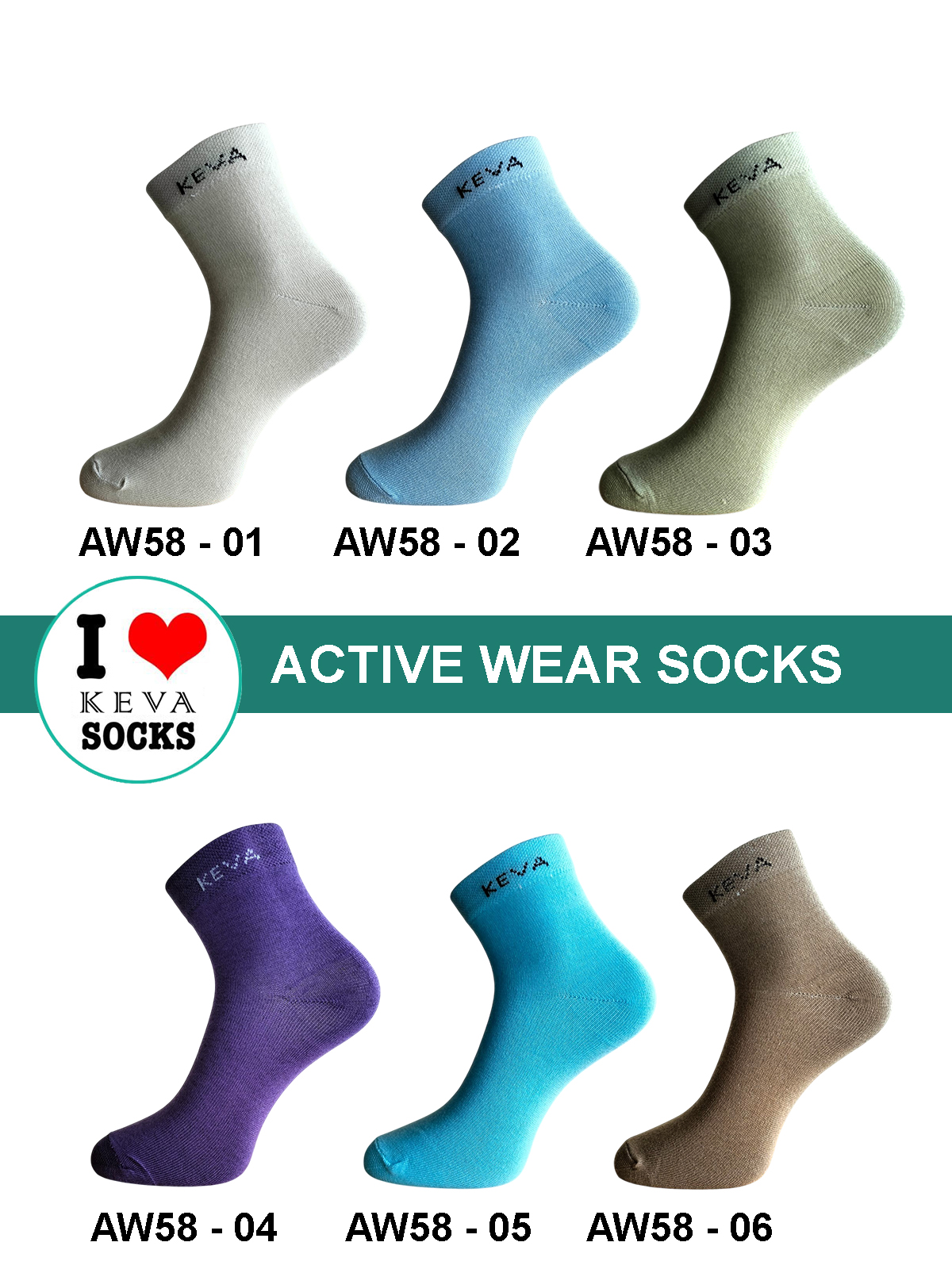 Activewear 6 pairs plain colors for women socks  Aw58