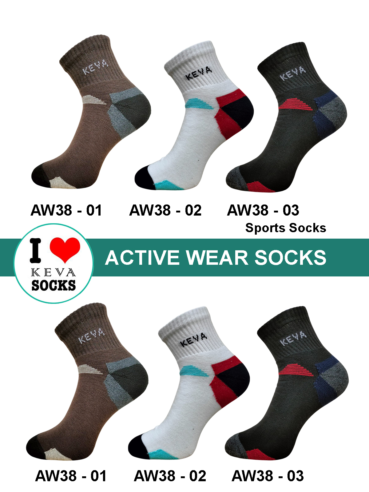 Sportswear Men Socks Activewear Kevasocks 6 pairs pack Aw38