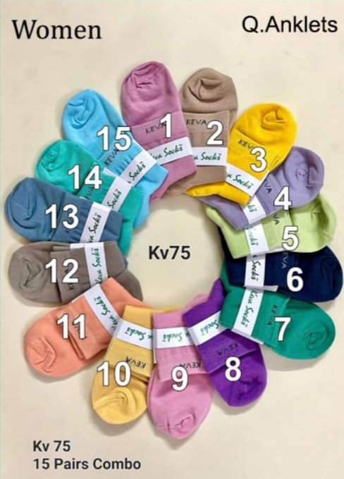 Combo Offer Ladies Plain Cotton Socks 15 Pairs Pack kv75