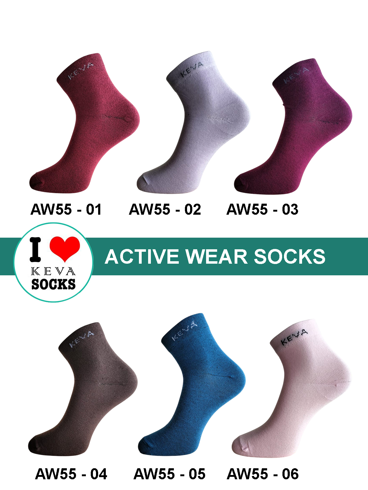 women ankle plain color socks 6 pairs pack aw55