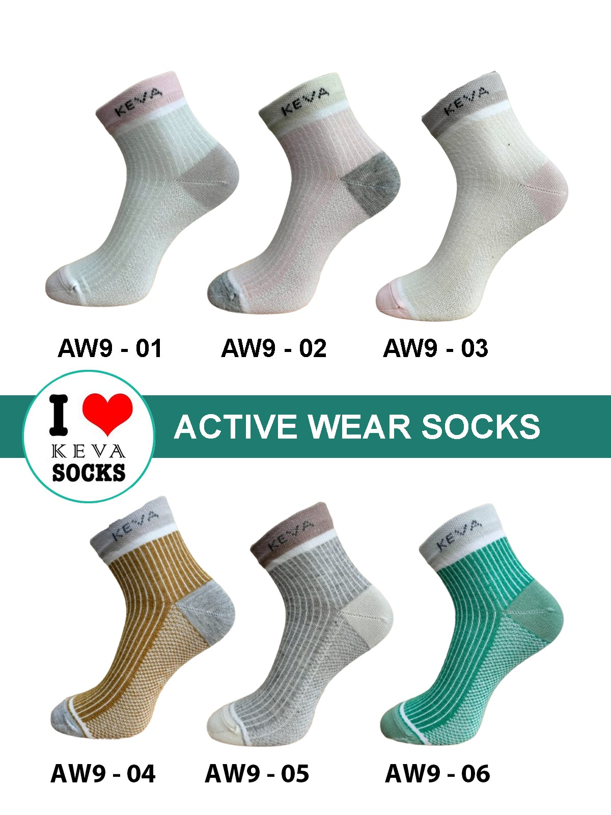 Ankle Women Self Lining Pastel Socks Activewear 6 Pairs Pack Aw9