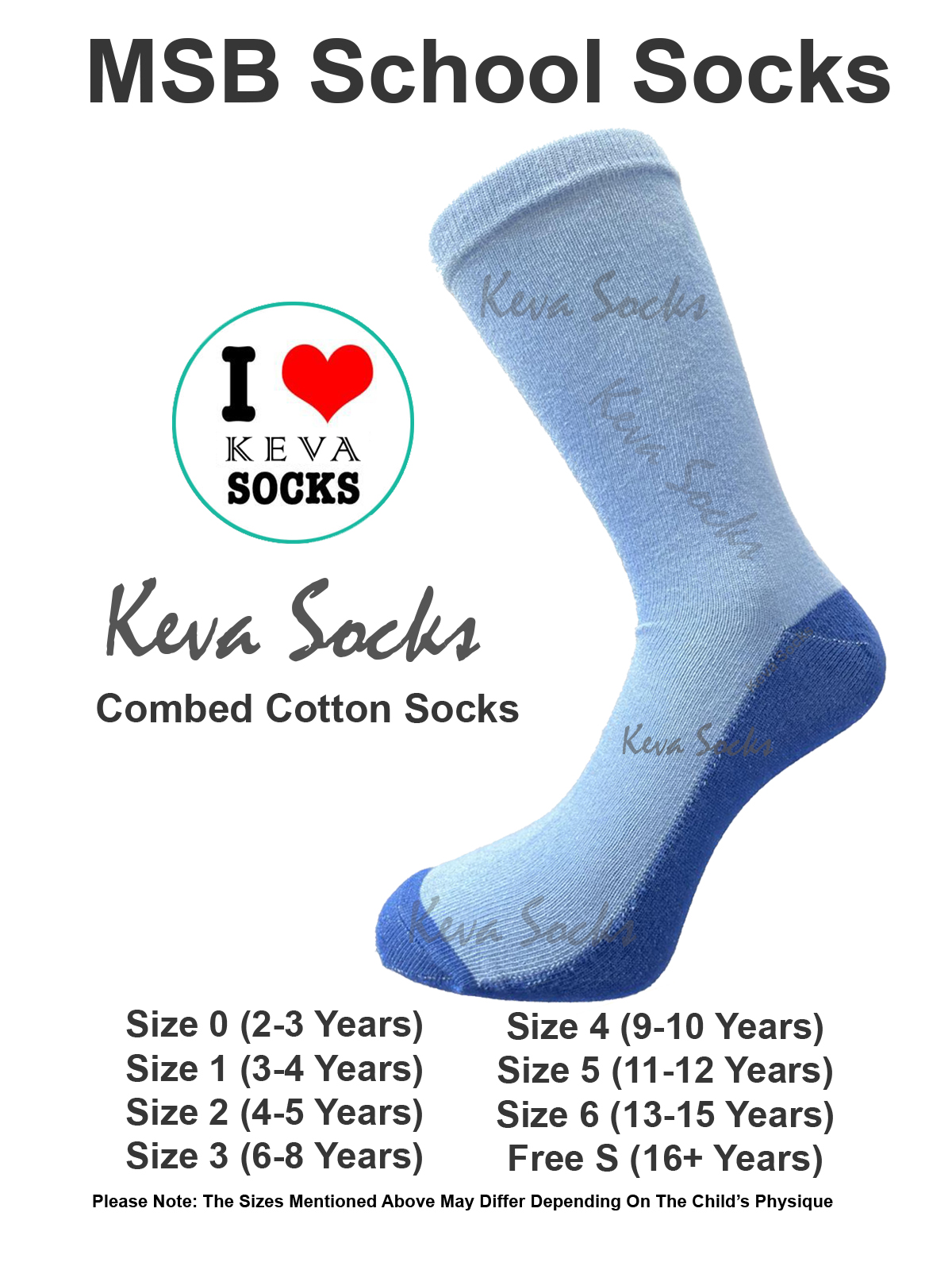 MSB School Cotton Socks Size 6 5 Pairs pack