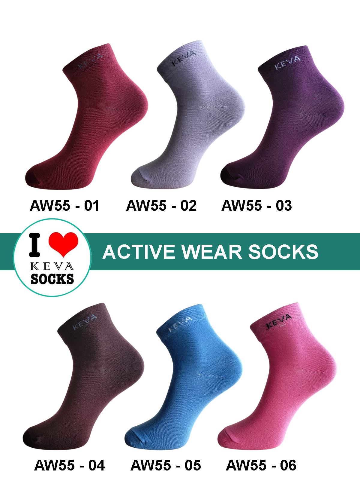women ankle plain color socks 6 pairs pack aw55