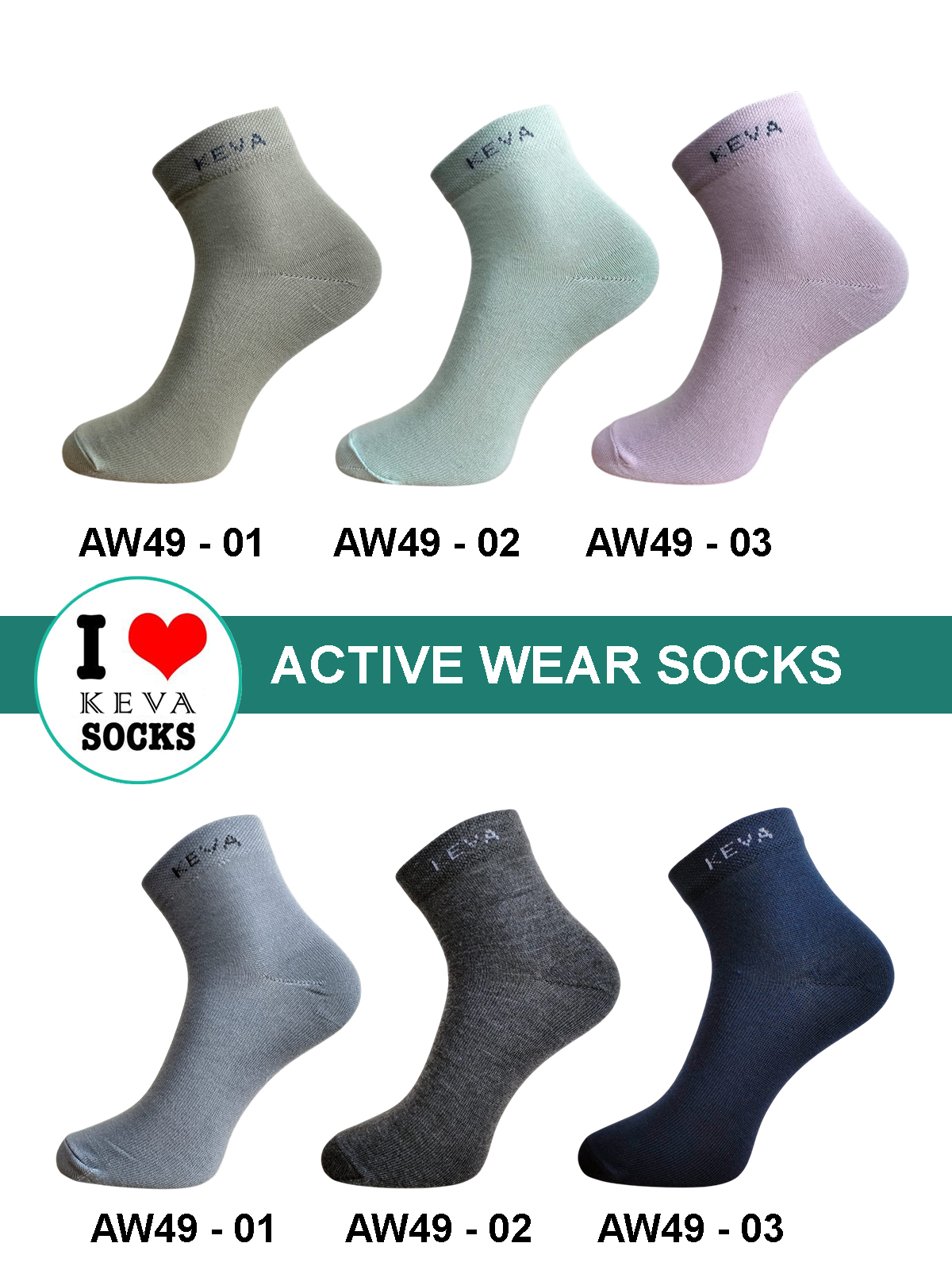 Activewear Women Plain Color Socks 6 pairs pack aw49