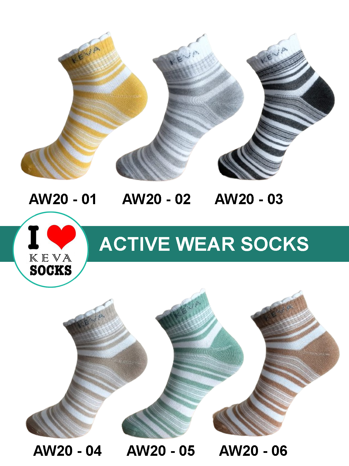Kevasocks Women Ankle Women Socks Activewear 6 Pairs Pack Aw20