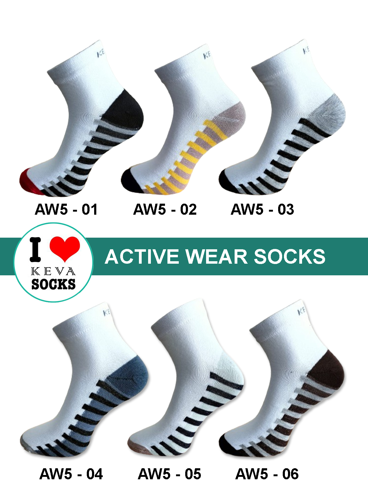 Men Ankle Miqaat Dark Base Socks Grey Color Stripe Activewear 6 Pairs Pack Aw5