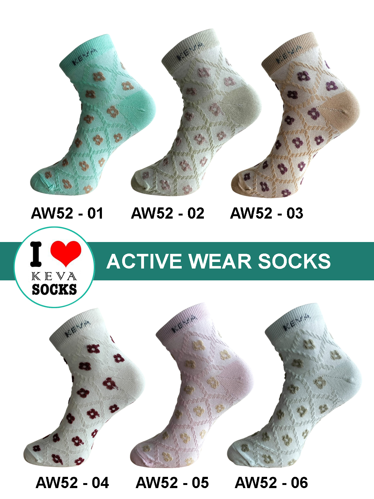 women designer ankle socks 6 pairs pack aw52