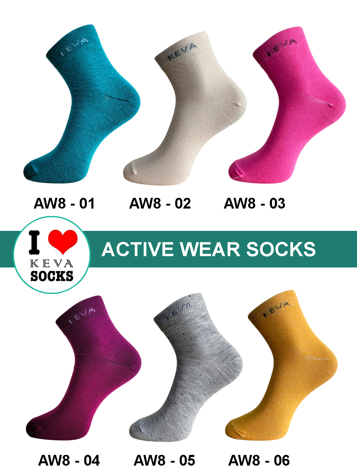 Women Ankle Plain Colors Socks 6 pairs pack AW8