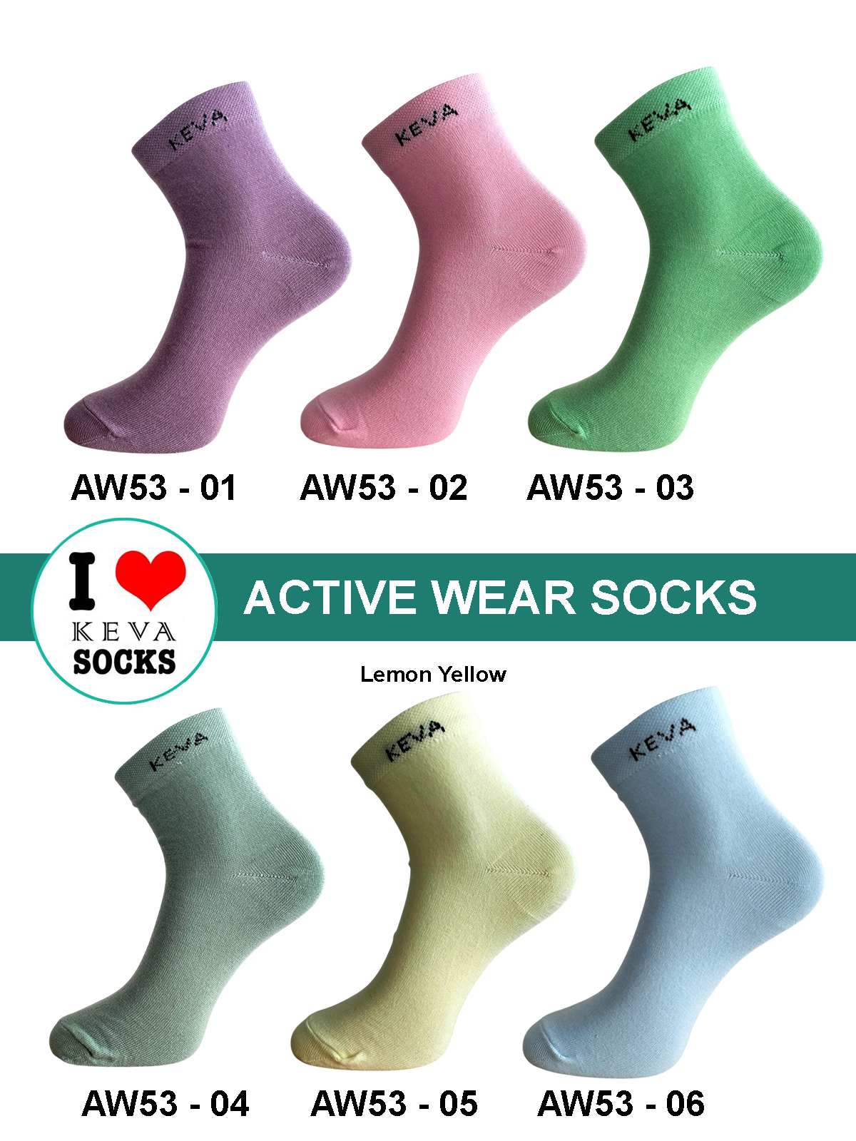 Women Ankle Plain Colours Activewear Socks 6 pairs pack aw53