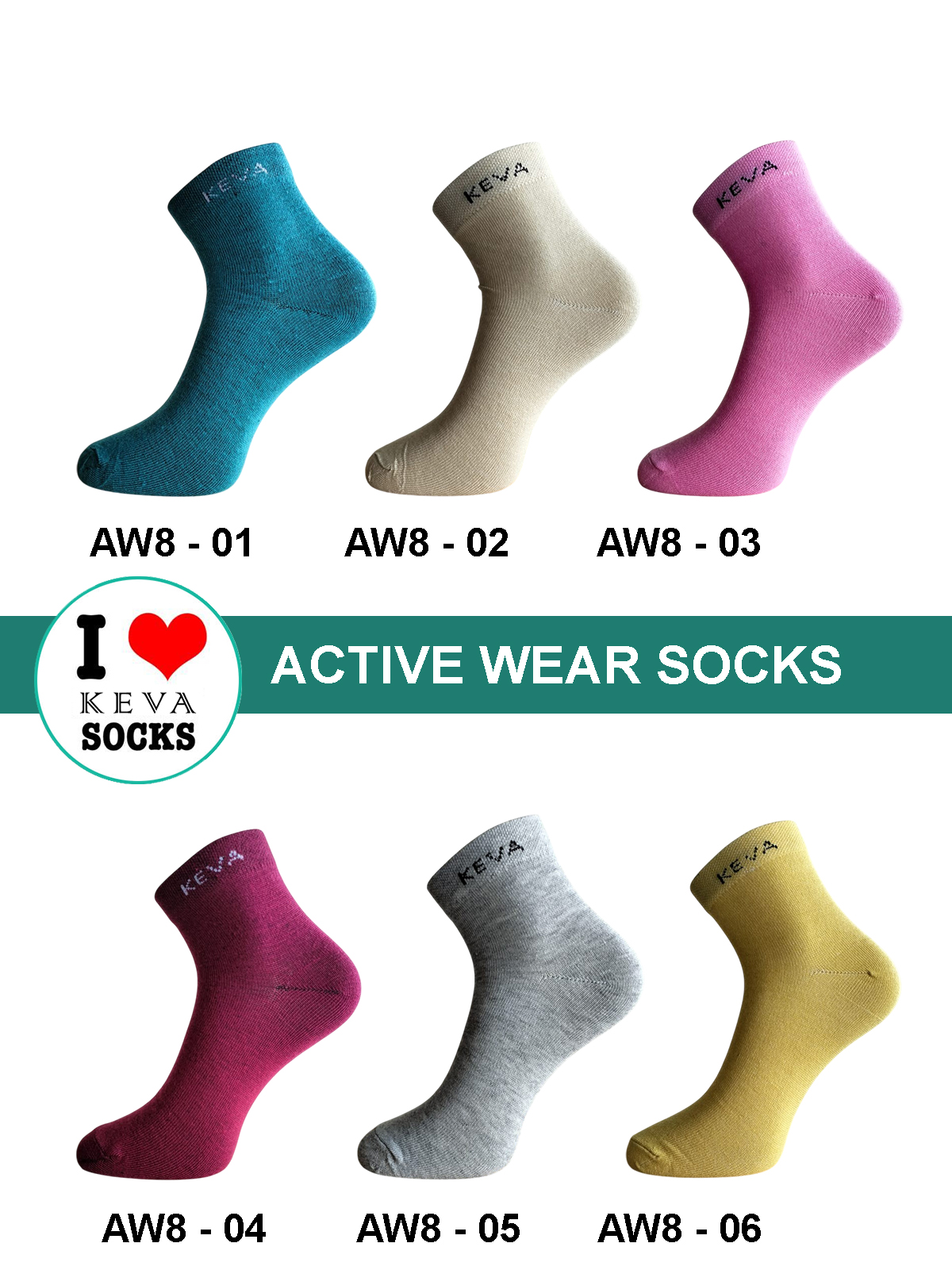 Women Ankle Plain Colors Socks 6 pairs pack AW8