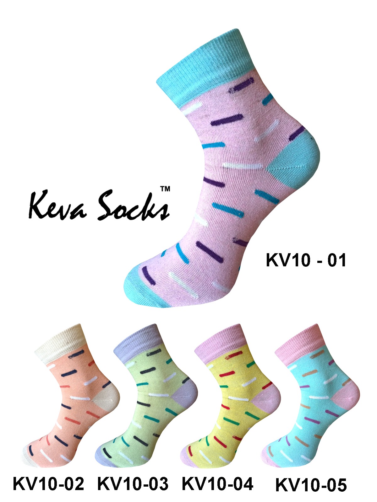 Keva Socks Candy Women Girls Pastel Ankle Socks 5 pairs pack Kv10