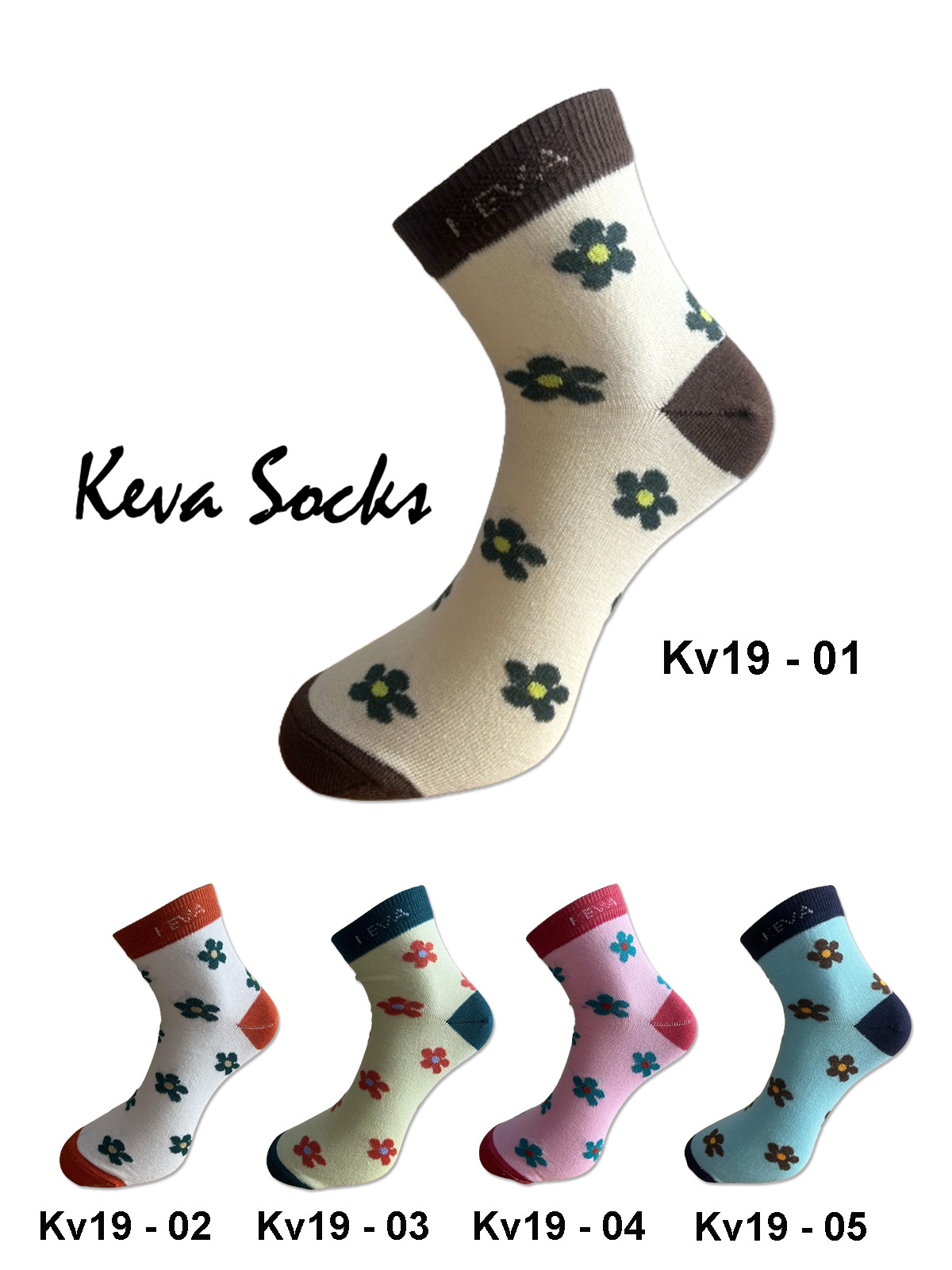 Keva Socks Floral Flower Women Ladies Girl Ankle Socks 5 Pairs pack Kv19