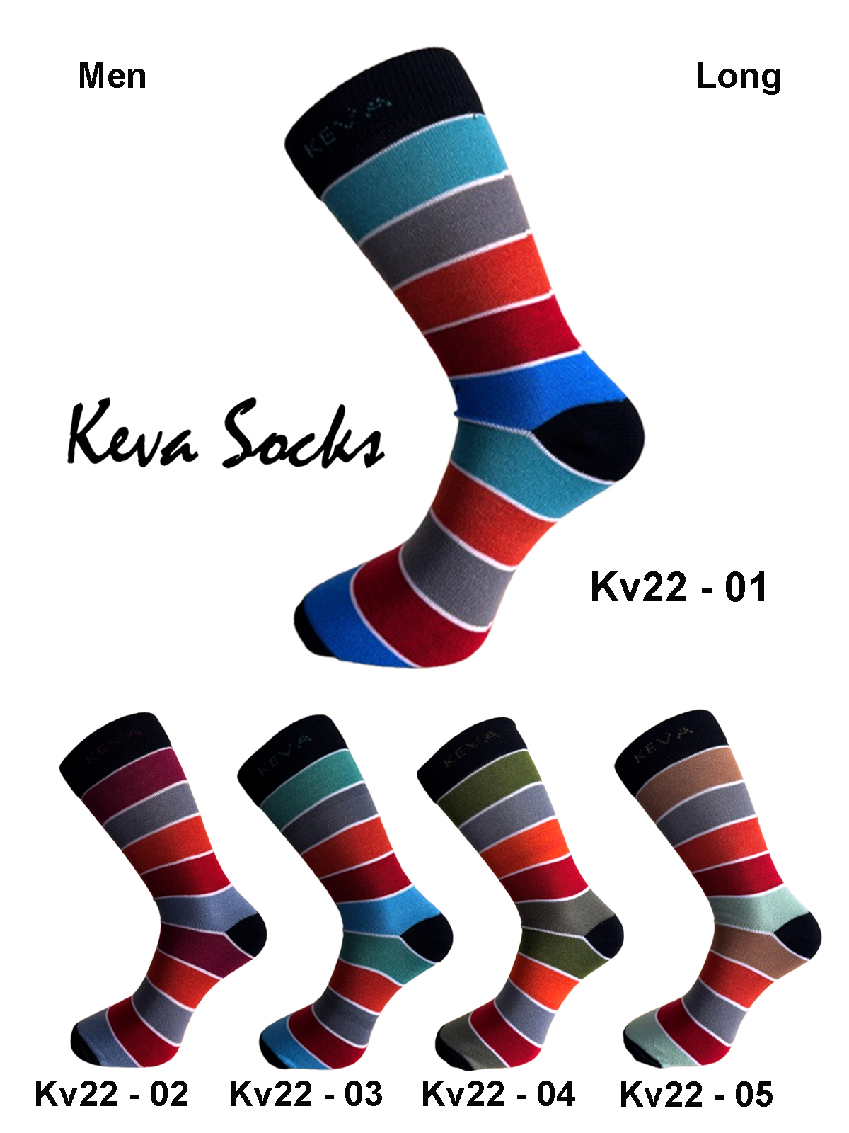 Keva Socks Funky Men's Stripes Colourful Cotton Socks For Men 5 pcs Pack KV22