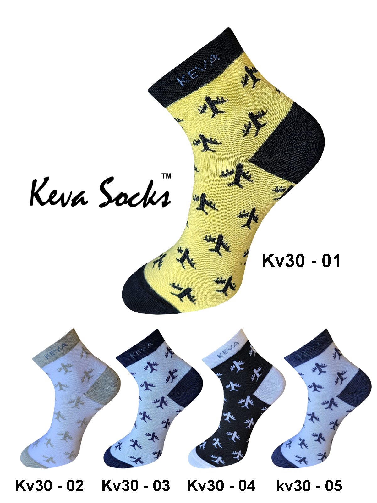 Keva Socks Men Women Socks Flight Aeroplane Funky Socks 5Pairs kv30