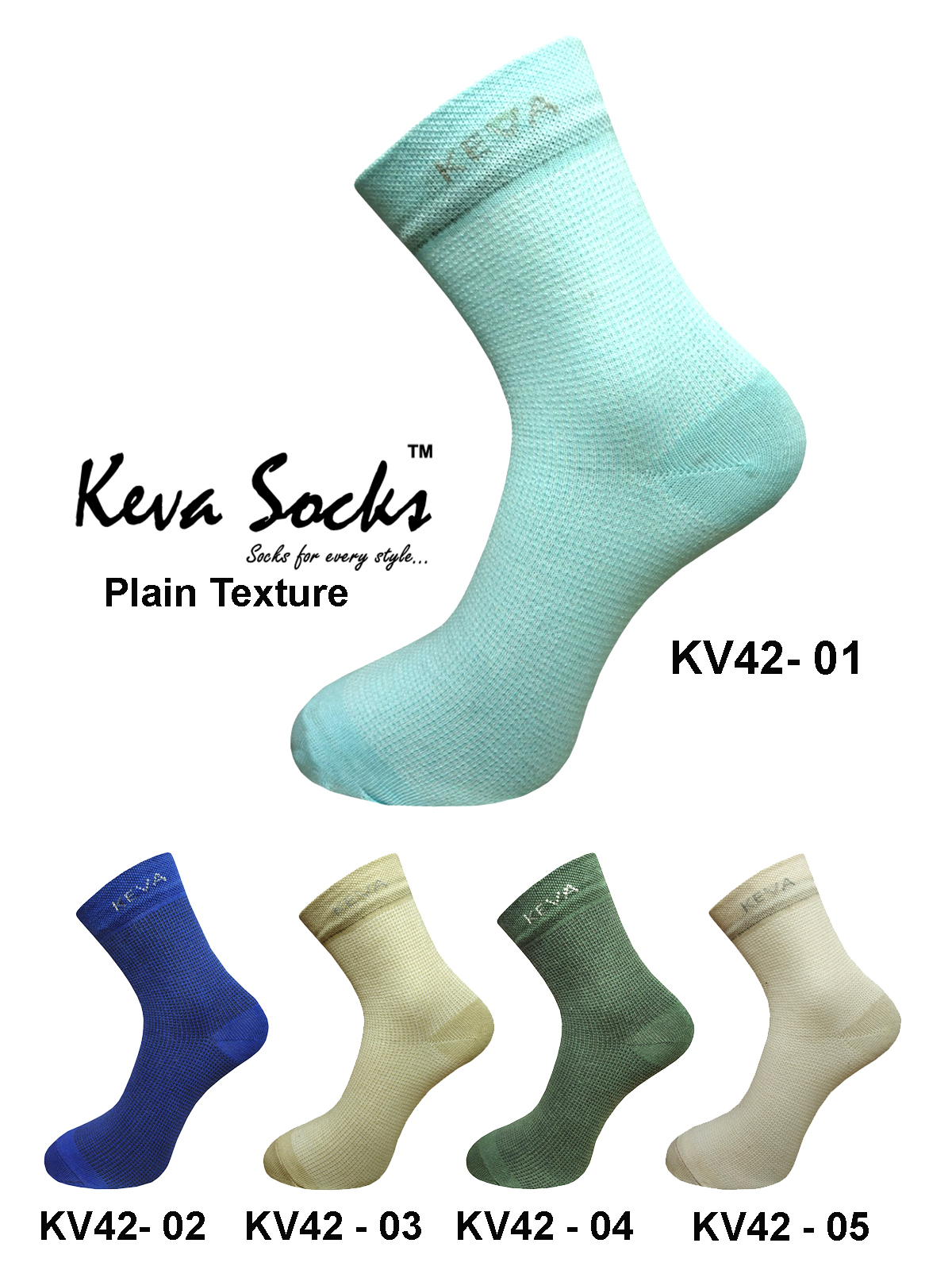 Keva Socks Self Design Textured Plain Women Ladies Girl Socks 5 Pairs pack Kv42