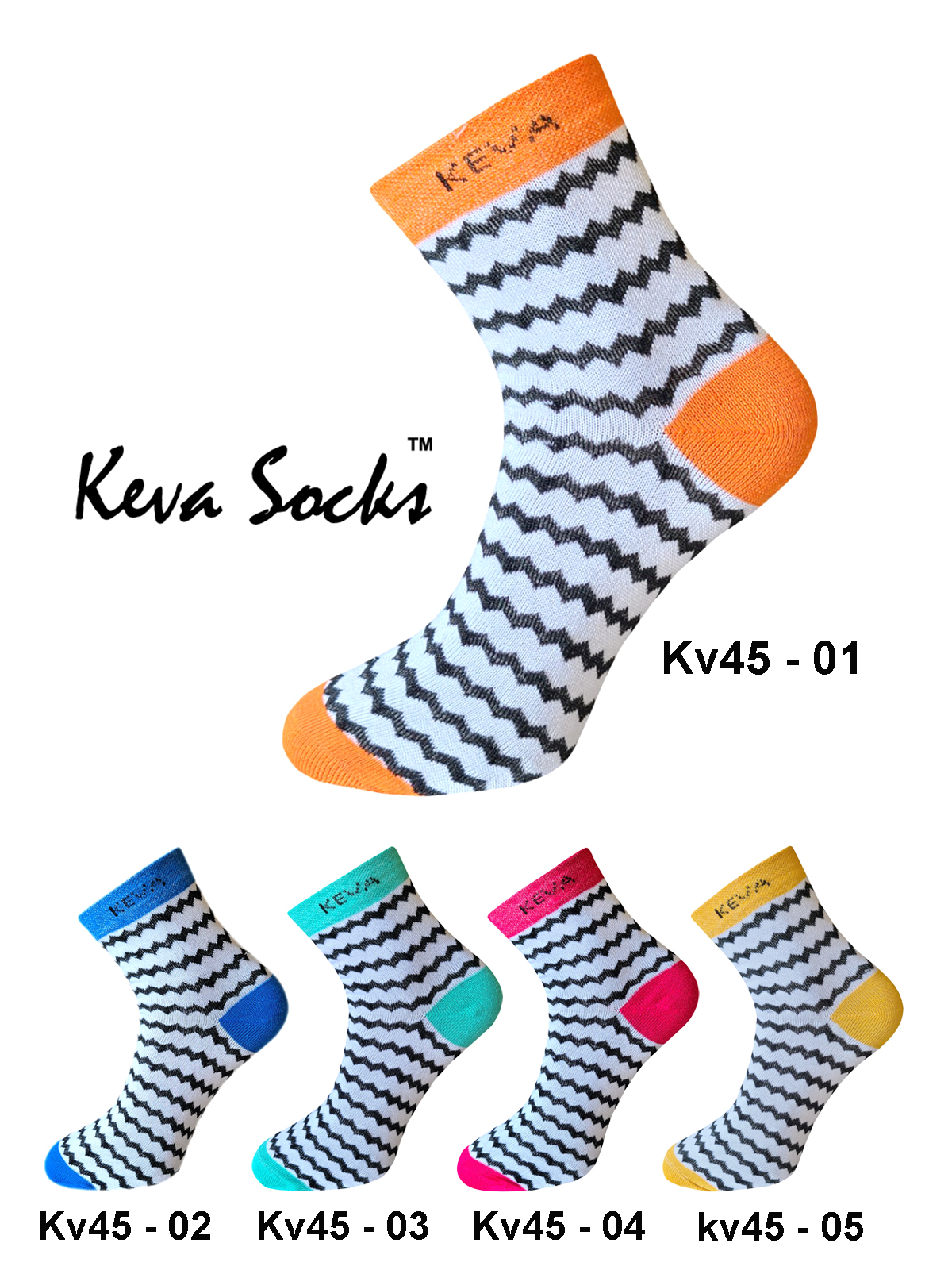 Keva Socks Chevron Ankle Socks For Women 5 pairs pack Kv45