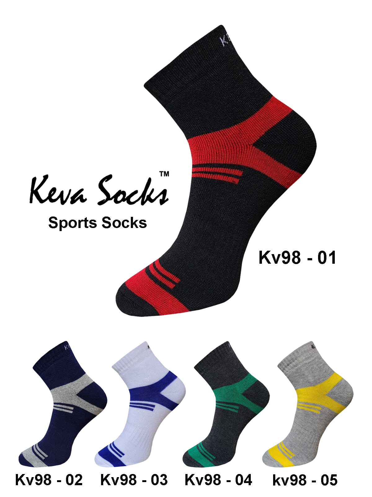 Keva Socks Ankle Sports Socks For Men 5 Pairs Pack kv98