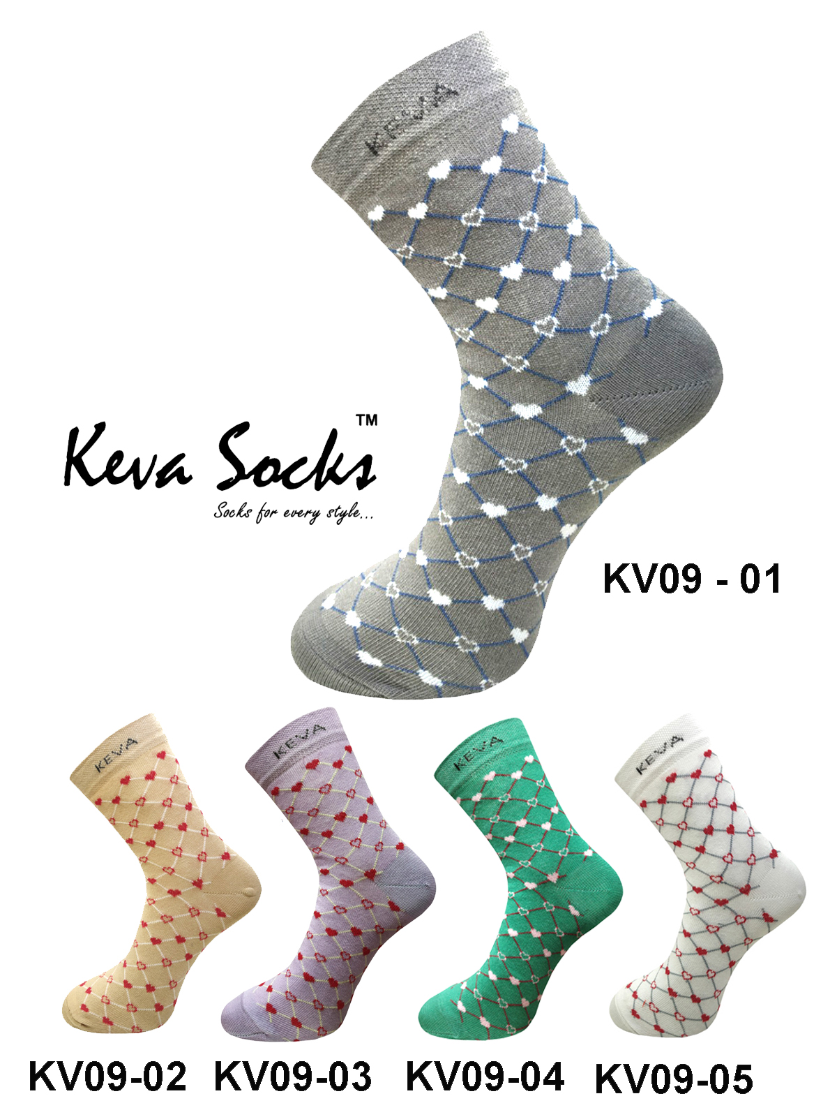 Keva Socks Mini Hearts Love Funky Socks For Women Ideal Gift (5 pairs pack) Kv9