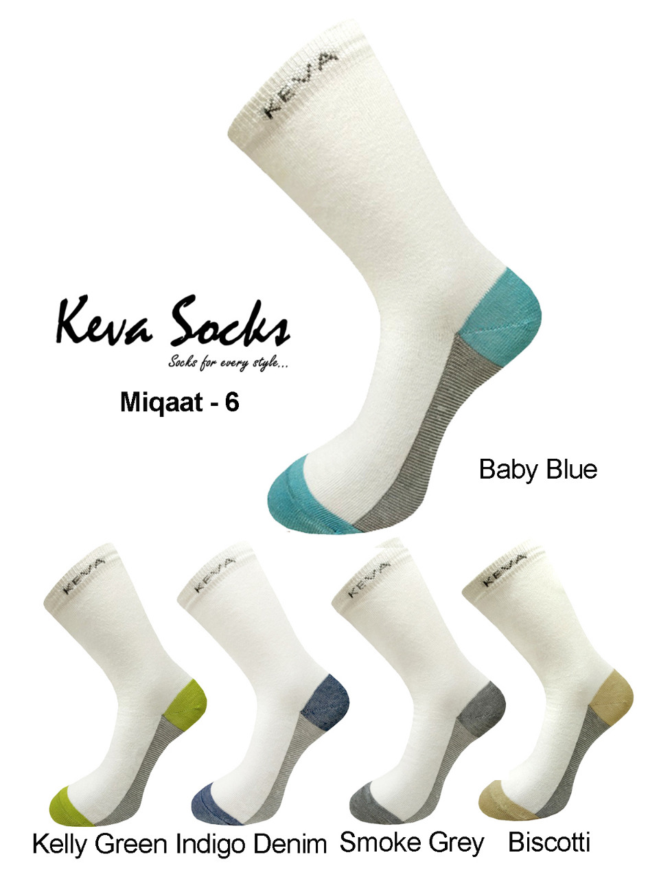 Keva Socks Miqaat Colourbase Socks 5 Pairs pack Mq6