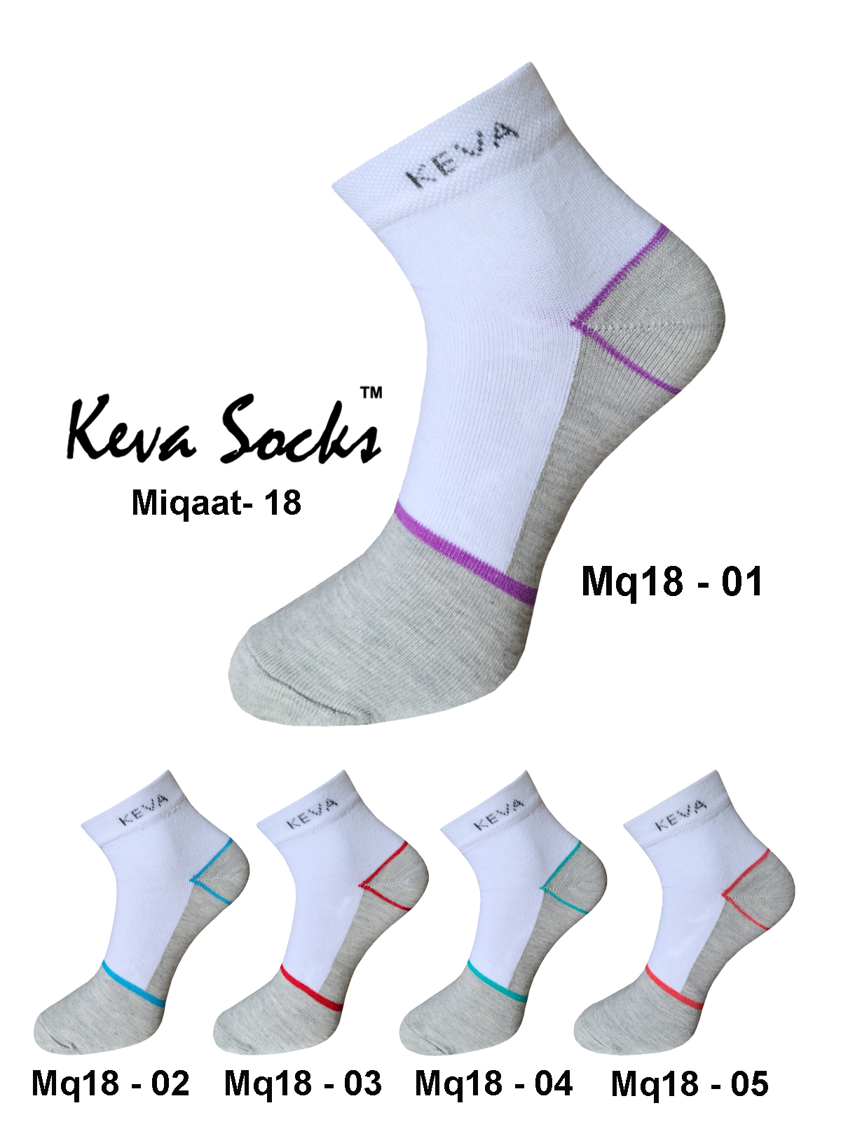 Keva Socks For Men Women Dark Base Miqaat Ankle Socks 5pairs pack Mq18