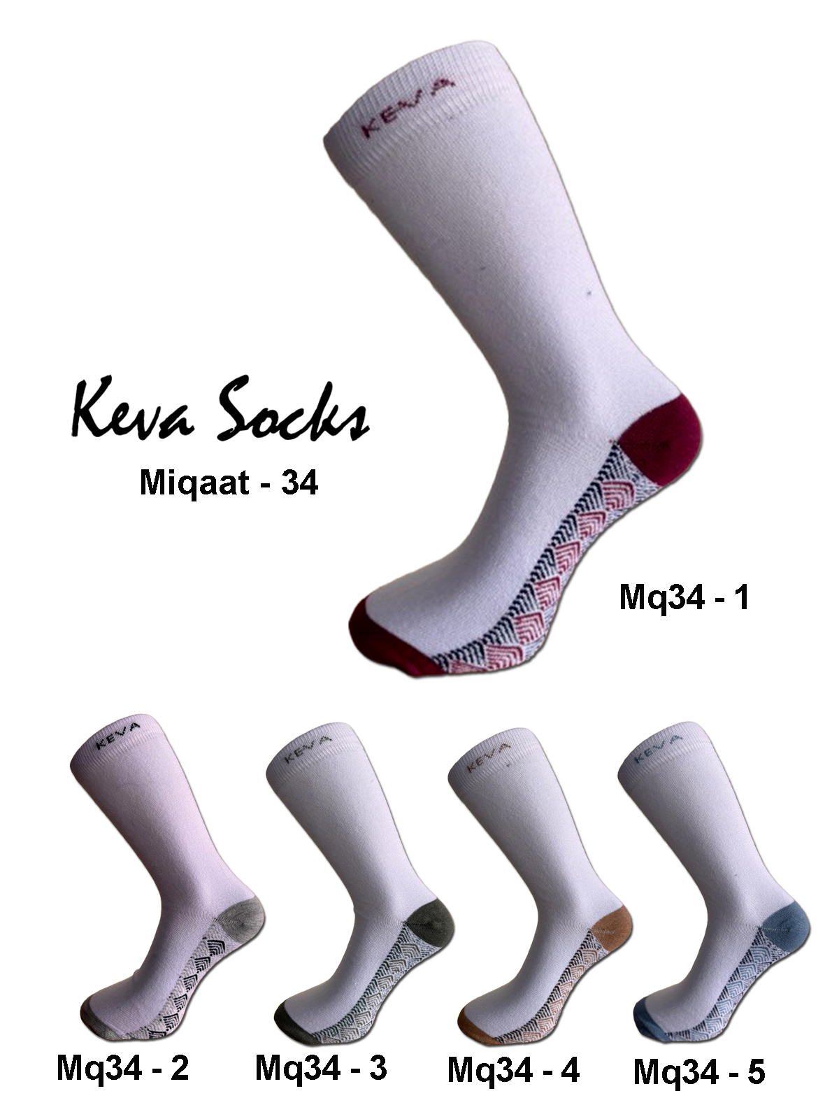 Keva Socks For Men Dark Base Miqaat Crew Socks 5pairs pack Mq34