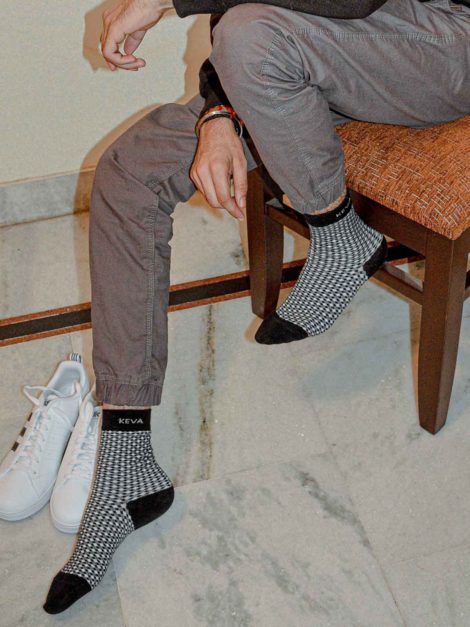 Designer Kv102 black white socks