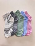 Keva Socks Solid Stripes Women Cotton Socks 5 pairs pack Kv4