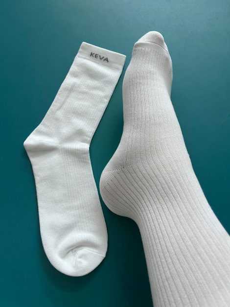 Ribbed White Long Socks