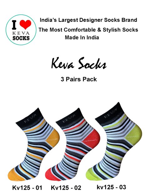 Keva Socks Men Ankle Stripes 3 Pairs Pack Socks kv125