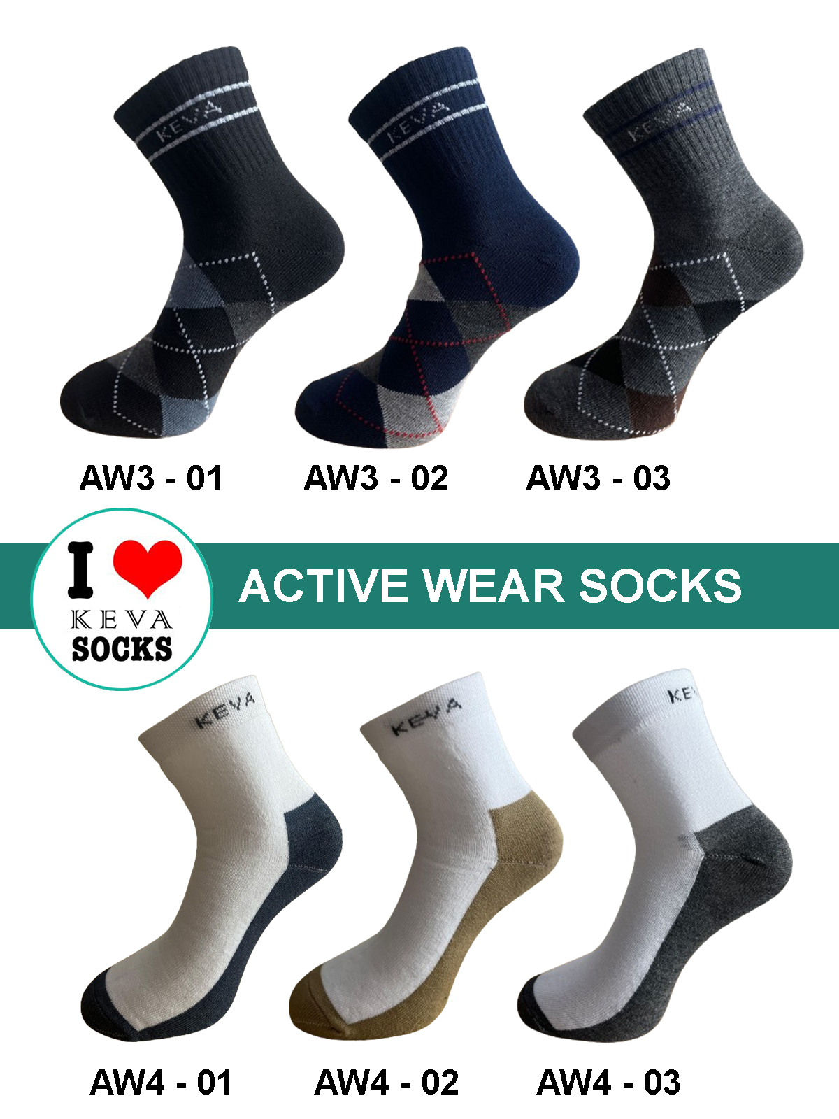 AW3 AW4 argyle socks half sole socks