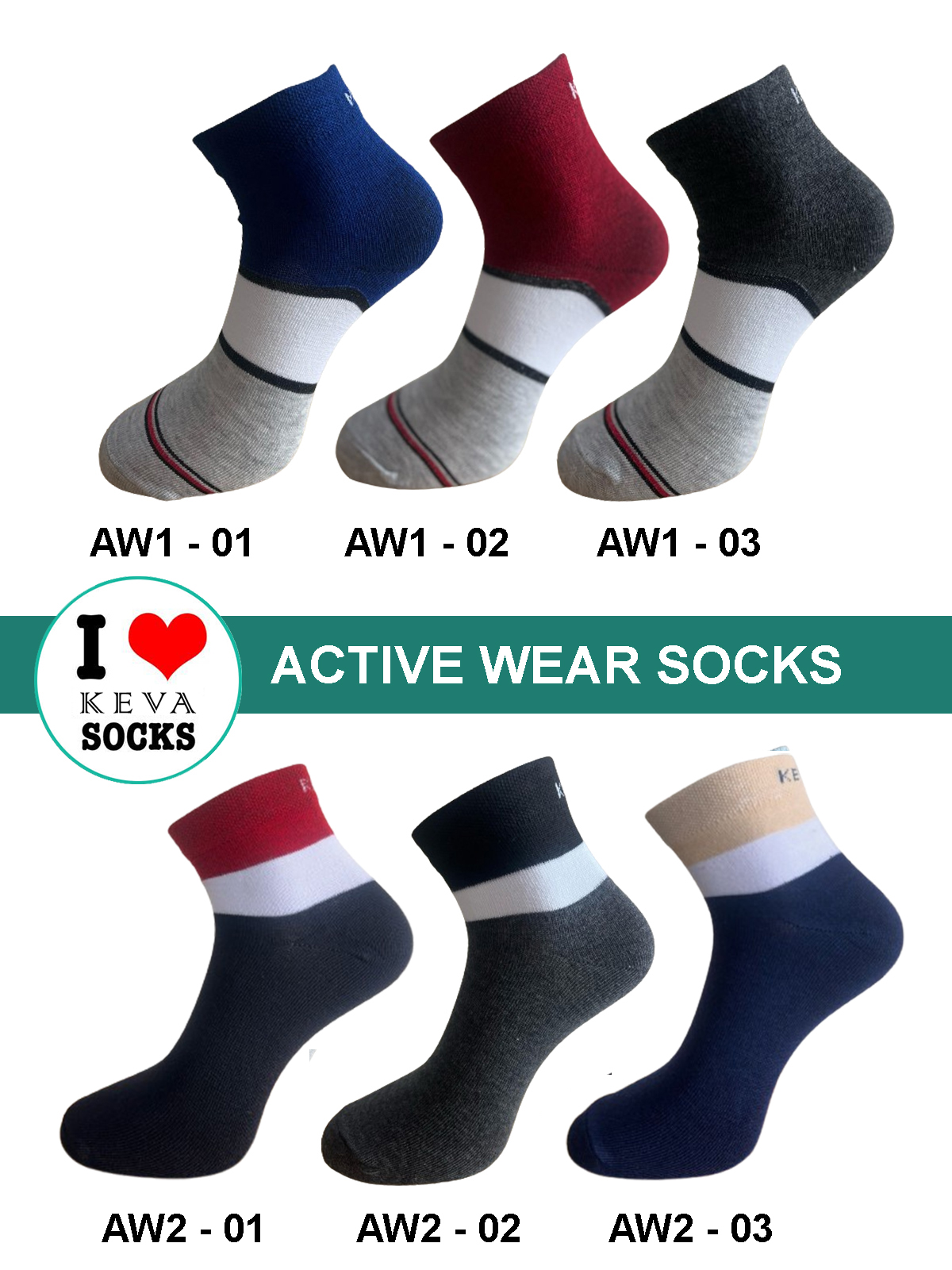 aw1 aw2 Men Ankle Stripes and Plain Socks Activewear