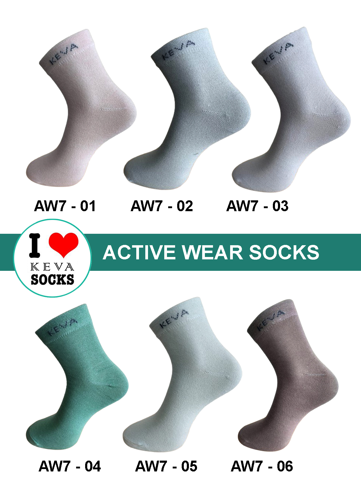 aw7Women Ankle Plain Socks Activewear 6 Pairs Pack Aw7