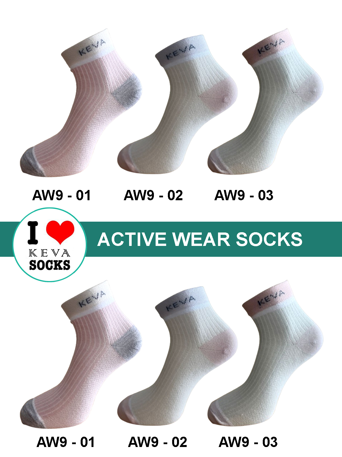 aw9 Ankle Women Self Lining Pastel Socks Activewear 6 Pairs Pack Aw9