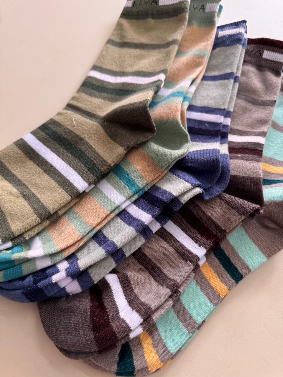 Keva Socks Long Men Stripes Cotton Socks 5 Pairs Pack kv68