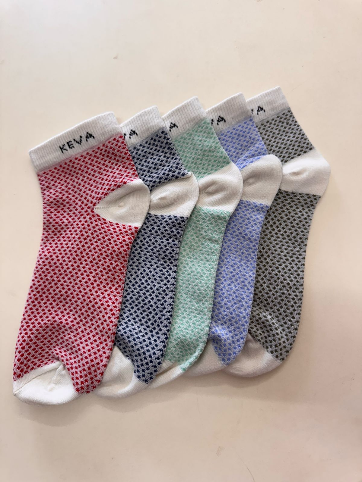 Keva Socks Women Ankle Textured Cotton Socks 5 pairs pack Kv134
