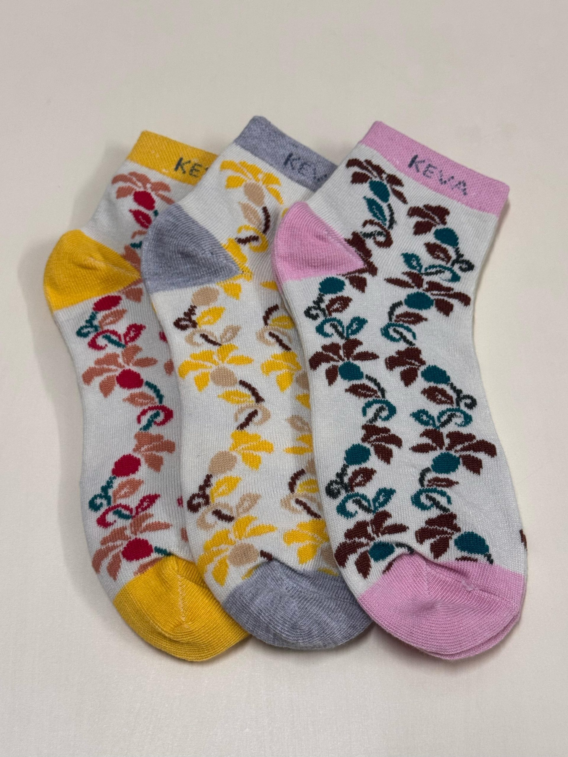 Women Ankle Socks Floral Kevasocks Activewear 6 Pairs Pack Aw10